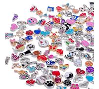 RUBYCA Wholesale 100pcs Floating Charms Lot for DIY Glass Living Memory Locket Mix Silver Gold Color