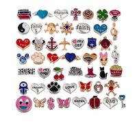 RUBYCA Wholesale 100pcs Floating Charms Lot for DIY Glass Living Memory Locket Silver Gold Color Mix 7