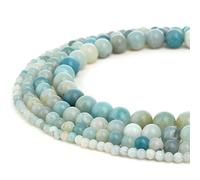 RUBYCA Wholesale Natural Amazonite Gemstone Round Loose Beads for DIY Jewelry Making 1 Strand - 6mm