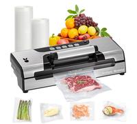 RUBYS BUNNY Vacuum Sealer Machine,5 In 1 Professional Food Vacuum Sealer Built-in Cutter and Bag Storage with Auto & Manual Options,Dry/Moist Modes and Air Suction Hose,Includes 2 Rolls Sealer Bags