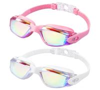 RubyTint 2 Pack Swimming Goggles for Adults Men Women, Anti-Fog Wide View Swim Goggles with UV Protection Tinted Lens, Adjustable Silicone Strap, Leak-Resistant Seal for Pool Training Open Water