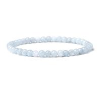 RubyTint Aquamarine Crystal Bracelet - 4mm Natural Gemstone Beaded Stretch Bracelet for Women and Men - Handmade Yoga Jewelry for Friendship, Harmony & Gift Giving