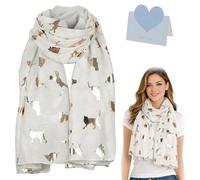 RubyTint Cat Print Scarf - Lightweight Soft Rectangular Shawl Wrap For Women with Rose Gold Foil Animal Pattern, Ideal Fashion Accessory For Everyday Wear, Casual Outings and Gift For Cat Lovers