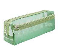RubyTint Clear Mesh Pencil Case - Large Capacity Transparent Stationery Organizer Pouch for School, Office, Travel & Makeup, Aesthetic See Through Pen Bag for Boys, Girls & Women (Green)