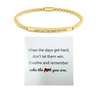 RubyTint Don't Let the Hard Days Win Beaded Bracelet - Gold-Plated Beads & Stainless Steel Inspirational Wristband, Motivational Strength Bracelet, Encouragement Gift for Women