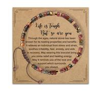 RubyTint Inspirational Beaded Bracelet for Women - Adjustable Natural Stone Bracelet with Motivational Card and Gift Box, Meaningful Friendship Gift for Sisters, Friends, or Girls (#A)