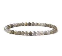 RubyTint Labradorite Crystal Bracelet - 4mm Grey-Green Natural Gemstone Beaded Stretch Bracelet For Women Men, Handmade Adjustable Yoga Jewelry Harmony Friendship Gift with Polished Stones