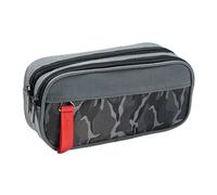 RubyTint Large Capacity Pencil Case with 3 Compartments - Fabric School Stationery Organizer Pouch with Triple Pockets, Portable Pen Holder for Boys, Girls, Teens & Kids, Camouflage Pattern (Gray)