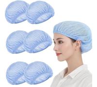 RubyTint Light Blue Mesh Hair Net with Elastic Band for Kitchen Use - Breathable Reusable Washable Chef Hair Caps in Six-Pack, Ideal for Food Service, Catering & Commercial Kitchens