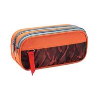 RubyTint Portable Large Capacity Pencil Case - 3-Compartment Fabric Stationery Organizer for School, Office & Travel, Camouflage Pen Bag for Boys & Girls (Orange)