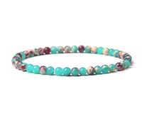 RubyTint Turquoise & Maroon Natural Stone Bracelet - 4mm Multicolor Beaded Stretch Bracelet for Women and Men - Handmade Jewelry for Friendship, Harmony & Gift Giving