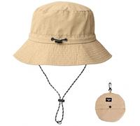 RubyTint Waterproof Bucket Hat Women & Men, Khaki Foldable Wide Brim Sun Hat with Adjustable Drawstring, Lightweight Quick-Dry UV Protection for Travel, Beach, Hiking, Fishing & Camping