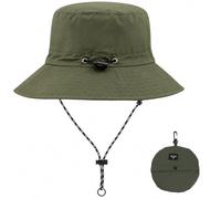 RubyTint Waterproof Military Green Bucket Hat Women & Men, Foldable Wide Brim Sun Rain Hat with Adjustable Windproof Cord, Quick-Dry Outdoor for Hiking, Fishing, Travel, Beach & Camping