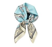 RubyTint Women's Square Satin Scarf, 70x70cm, Floral Print, Aqua Bloom | Premium polyester satin, silky & lightweight. Versatile: headscarf, neck scarf, hair band, bag accessory