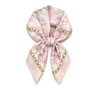 RubyTint Women's Square Satin Scarf, 70x70cm, Floral Print, Aqua Bloom | Premium polyester satin, silky & lightweight. Versatile: headscarf, neck scarf, hair band, bag accessory