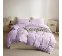 Ruccit Lilac Duvet Cover Set King Size Plain Brushed Microfiber King Bed Duvet Cover Purple Soft 3pcs Women Bedding Set with Zipper Closure Corner Ties-Durable,Fade resistant