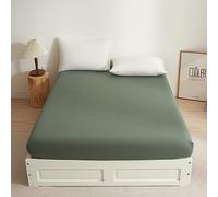 Ruccit Sage Green Fitted Sheet Double Extra Deep 41CM Washed Cotton Fitted Bed Sheet Green All-around Lasting Elastic Deep Fit Solid Double Bottom Sheet Only-Soft,Durable,Easy Care