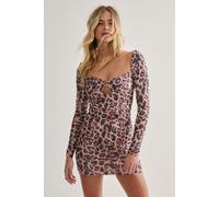 Ruched Keyhole Cut Out Leopard Print Mini Dress NastyGal Leopard M