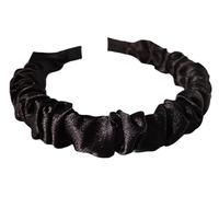 Ruched Satin Alice Band 2cm Wide Headband One Size (Black)