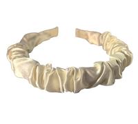 Ruched Satin Alice Band 2cm Wide Headband One Size (Ivory)