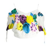 Ruched Short-Sleeve Strappy Blouse, female, Desigual, Blouses, Multicolor, XL, Blouses & Shirts XL