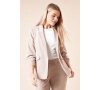 Womens Ruched Sleeve Blazer Stone 20