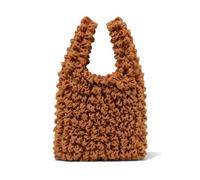 Ruched Tote Bag Foldable Stretchy Shopper, Khaki | Textured weave, stretch form, open top, compact fold, daily carry.