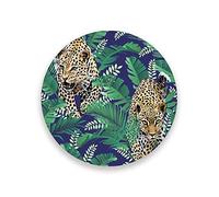 Ruchen Absorbent Drink Coasters Cheetah Leopards Palm Tropical Jungle Ceramic Mats Home Decor with Cork Backing Round Cup Mat Pad Set of 2