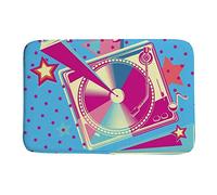 Ruchen Bath Rug 80s Disco CD Funky Music Pop Design Blue Bath Mat Small Area Rug Non-Slip 79×51cm