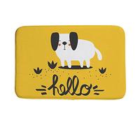 Ruchen Bath Rug Cute Dog Hello Yellow Bath Mat Small Area Rug Non-Slip 79×51cm