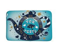 Ruchen Bath Rug Tea Party Teapot Alice In Wonderland Blue Bath Mat Small Area Rug Non-Slip 79×51cm
