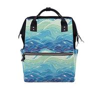 Ruchen Mummy Bag Backpack Diaper Bag Abstract Water Blue Wave Sea Pattern High-Capacity Nappy Backpacks Maternity Bag 40cm