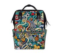 Ruchen Mummy Bag Backpack Diaper Bag Cartoon Cute Doodles Sport Colorful Bright Colors Funny High-Capacity Nappy Backpacks Maternity Bag 40cm