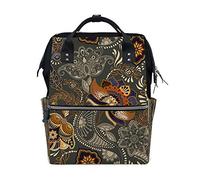 Ruchen Mummy Bag Backpack Diaper Bag Colorful Floral Paisley Ornament Ethnic Vintage High-Capacity Nappy Backpacks Maternity Bag 40cm