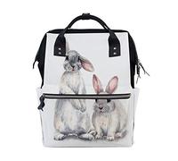 Ruchen Mummy Bag Backpack Diaper Bag Cute Furry Rabbit Watercolor Bunny High-Capacity Nappy Backpacks Maternity Bag 40cm