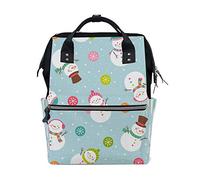 Ruchen Mummy Bag Backpack Diaper Bag Cute Snowman Snowflakes Blue Winter High-Capacity Nappy Backpacks Maternity Bag 40cm