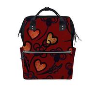 Ruchen Mummy Bag Backpack Diaper Bag Dark Red Heart and Flowers Valentine's Day High-Capacity Nappy Backpacks Maternity Bag 40cm