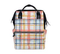 Ruchen Mummy Bag Backpack Diaper Bag Girly Watercolor Doodling Check Graffiti Grid Plaid High-Capacity Nappy Backpacks Maternity Bag 40cm