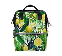 Ruchen Mummy Bag Backpack Diaper Bag Lemon Tree Tropical Leaves High-Capacity Nappy Backpacks Maternity Bag 40cm