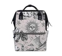 Ruchen Mummy Bag Backpack Diaper Bag Monochrome Sun Moon Star Mystery High-Capacity Nappy Backpacks Maternity Bag 40cm
