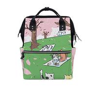 Ruchen Mummy Bag Backpack Diaper Bag Picnicking Cherry Blossom Parks Cut Cats High-Capacity Nappy Backpacks Maternity Bag 40cm