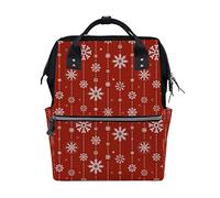 Ruchen Mummy Bag Backpack Diaper Bag Snowflakes Christmas Winter Red High-Capacity Nappy Backpacks Maternity Bag 40cm
