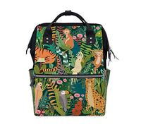 Ruchen Mummy Bag Backpack Diaper Bag Tropical Bird Tiger Monkey Jungle Exotic Animals High-Capacity Nappy Backpacks Maternity Bag 40cm