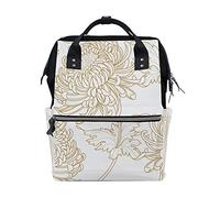 Ruchen Mummy Bag Backpack Diaper Bag Vintage Chrysanthemum Flowers Floral Exotic Ornament High-Capacity Nappy Backpacks Maternity Bag 40cm