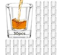 Ruckae 12 Pack 2oz Square Shot Glasses Set Clear Shot Glasses Bulk with Heavy Base Bar Transparent Glass Shot Glass for Vodka Tequila Whiskey Liquor