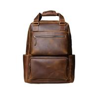 rucksack Handmade Vintage Crazy Horse Leather Large Capacity Backpack Men's Genuine Cowhide Business Travel Computer Bag(Brown)