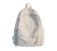 rucksack Simple Solid Color Backpack Women's Waterproof Nylon Youth Girls Schoolbag Ladies Travel Shoulder Bag(White)
