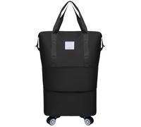 Rucksack with Wheels Convenient Wheeled Luggage Bag Expandable and Foldable Dry Wet Separation Water Resistant Travel Rolling Duffle(Black)
