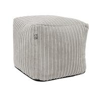 rucomfy Beanbags Corduroy Cube Footstool Bean Bag - Modern Square Pouffe for Living Room & Bedroom - Machine Washable Cover - 38cm x 38cm x 38cm - Platinum Grey
