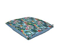 rucomfy Beanbags Indoor/Outdoor Floor Cushion - Vibrant Jungle Birds Summer Print - Large Pillow for Garden Furniture Seating or Sun Lounging - Water Resistant Machine Washable - 70 x 70cm